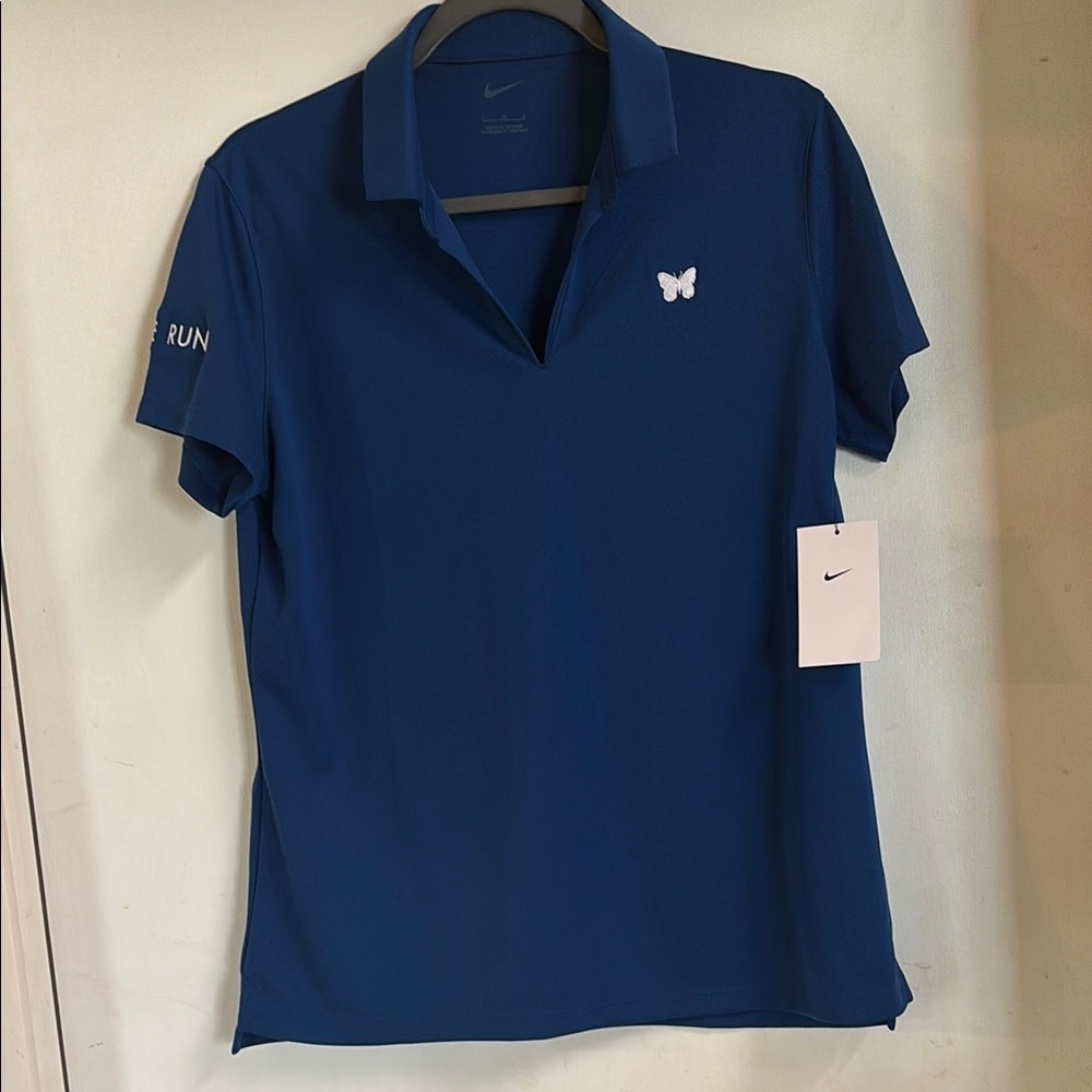 Nike Deep Blue Polo Shirt with Butterfly Accent